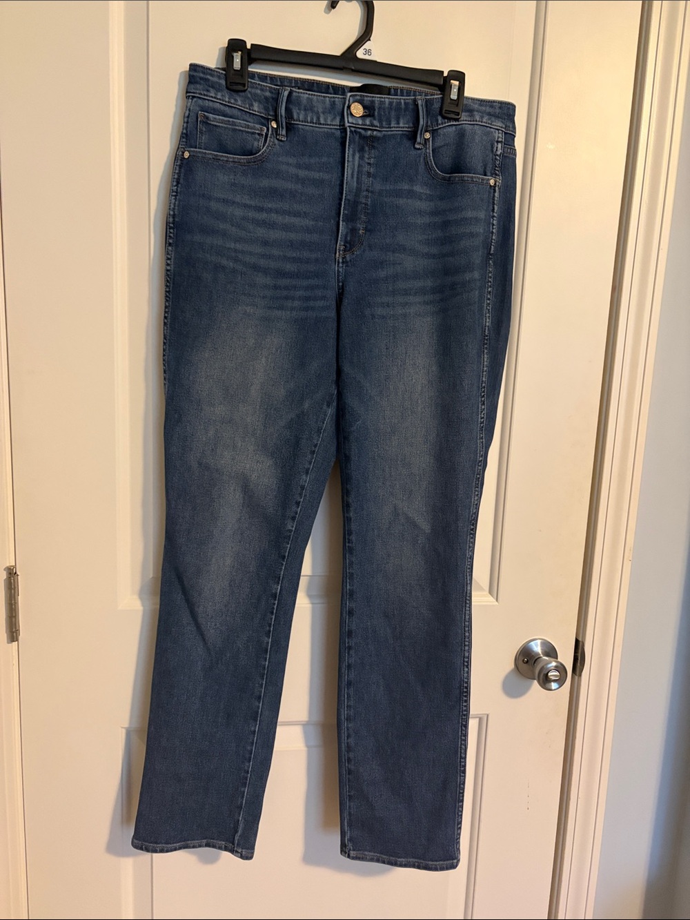 White House Black Market Women's Straight-Leg Jeans in Medium Blue